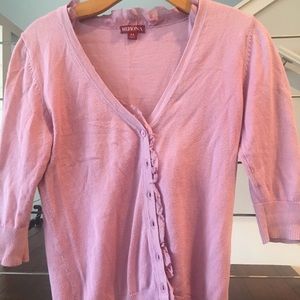 Pink cardigan with ruffles